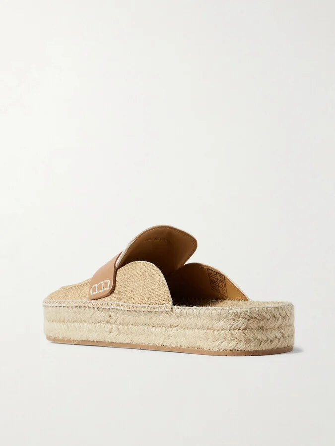 JW Anderson - Printed Textured-leather Espadrille Mules - Neutrals - Image 3