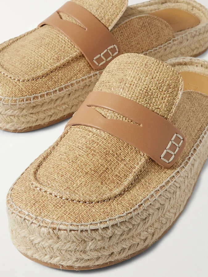 JW Anderson - Printed Textured-leather Espadrille Mules - Neutrals - Image 4