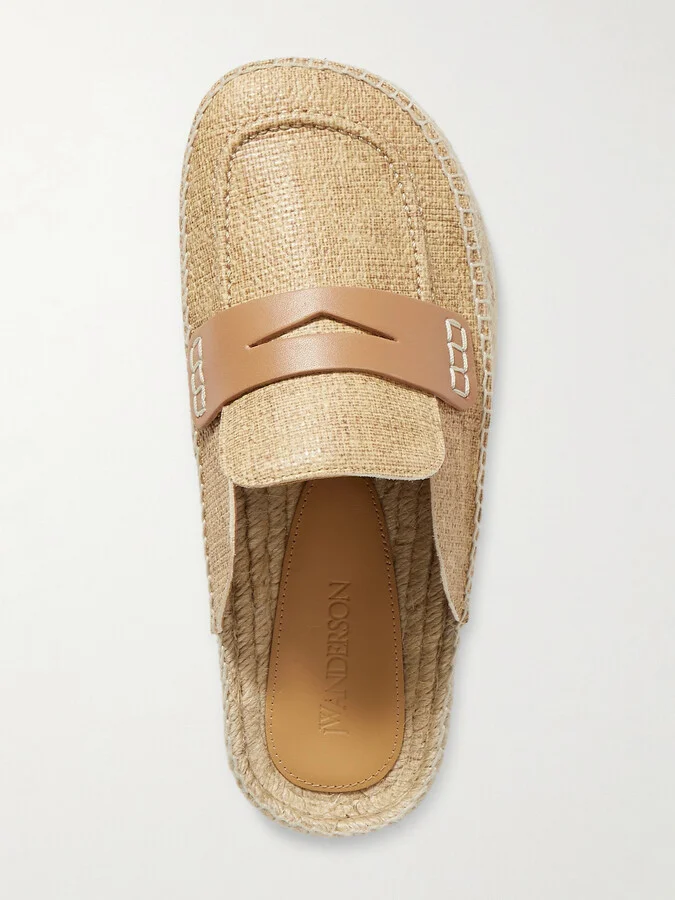 JW Anderson - Printed Textured-leather Espadrille Mules - Neutrals - Image 5