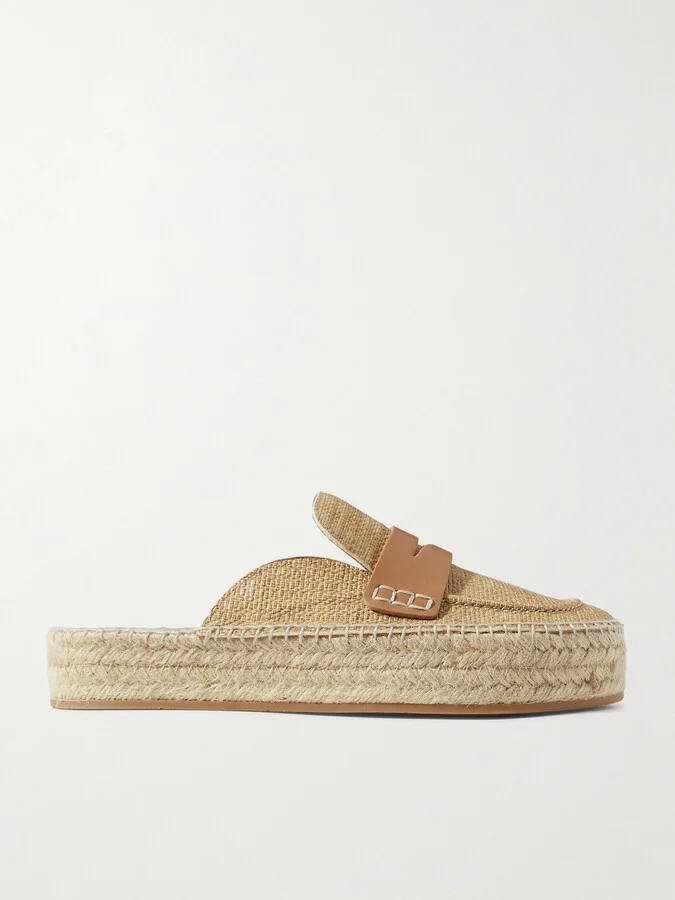 JW Anderson - Printed Textured-leather Espadrille Mules - Neutrals