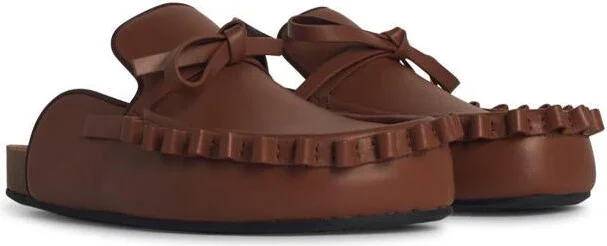 JW Anderson 'Ruffle' Brown Leather Slippers - Image 2