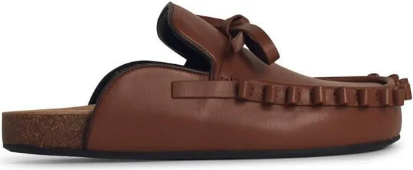 JW Anderson 'Ruffle' Brown Leather Slippers