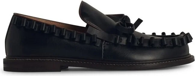 JW Anderson Ruffled-Trim Lace-Up Loafers