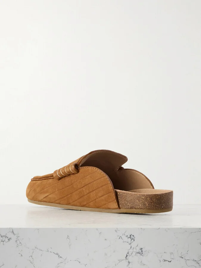JW Anderson - Stitch Ribbed Nubuck Mules - Brown - Image 3
