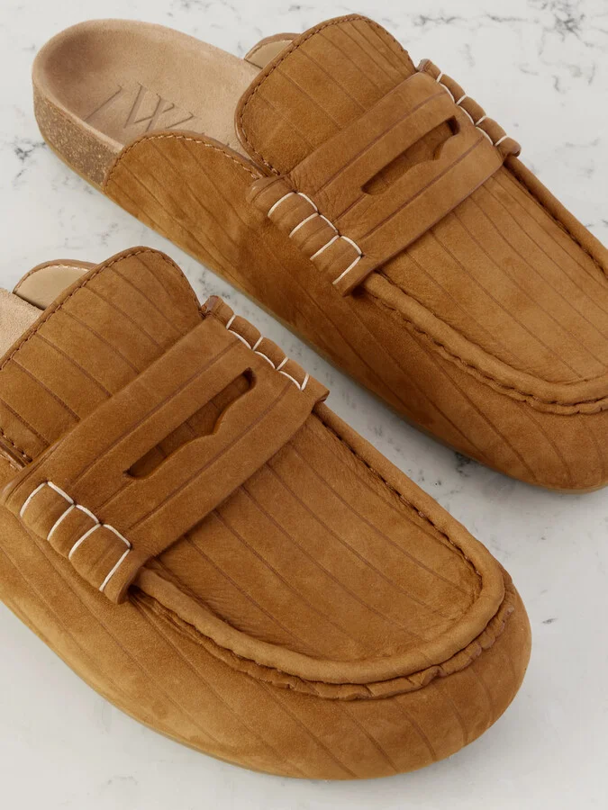 JW Anderson - Stitch Ribbed Nubuck Mules - Brown - Image 4