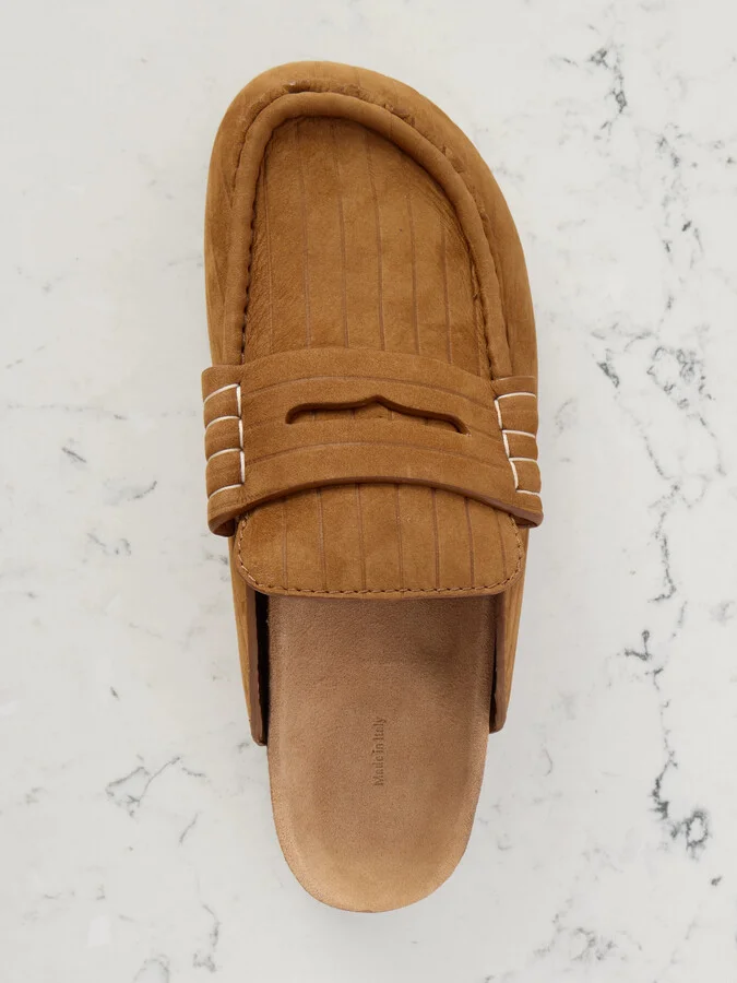 JW Anderson - Stitch Ribbed Nubuck Mules - Brown - Image 5