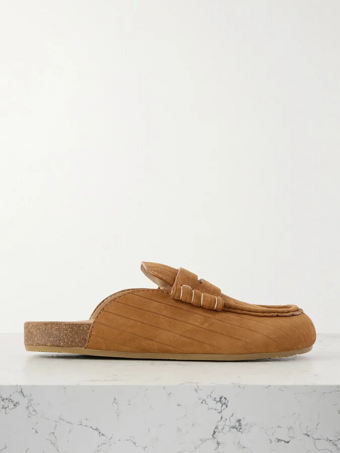 JW Anderson - Stitch Ribbed Nubuck Mules - Brown