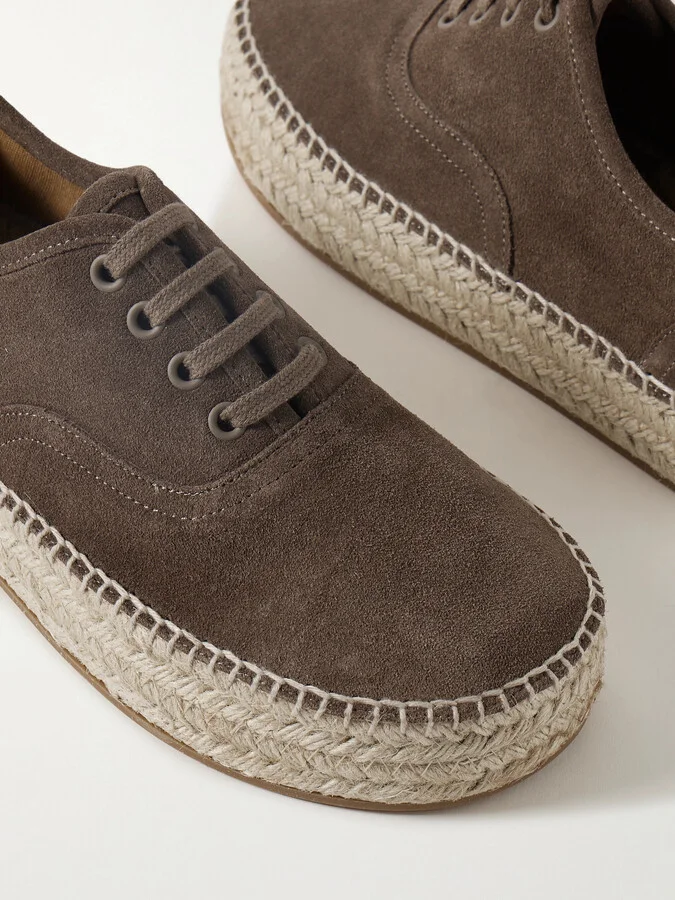 JW Anderson - Suede Espadrille Platform Sneakers - Brown - Image 4
