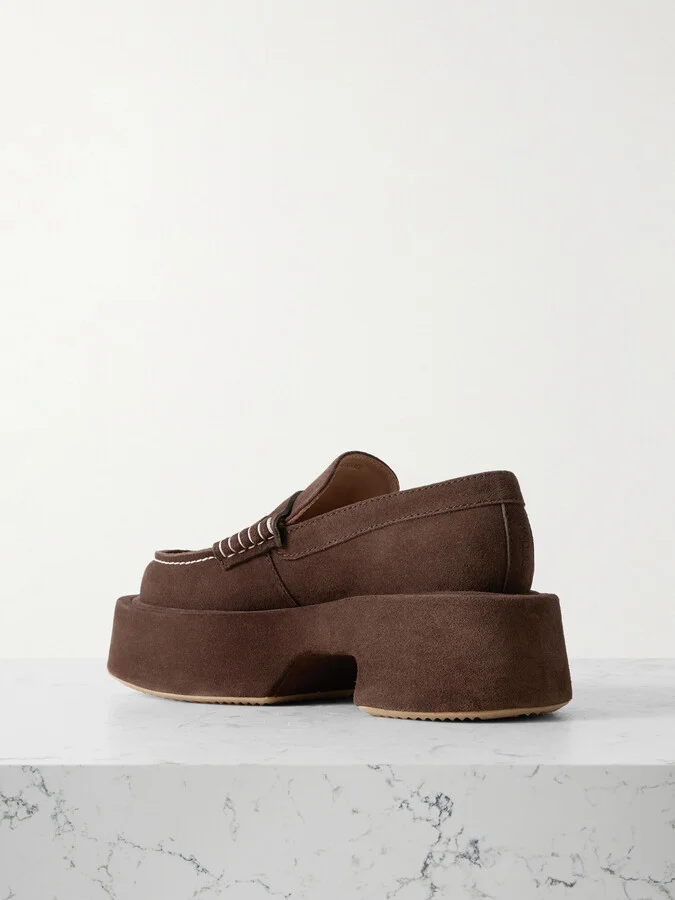 JW Anderson - Suede Platform Loafers - Brown - Image 3