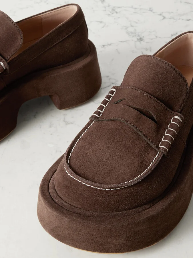 JW Anderson - Suede Platform Loafers - Brown - Image 4