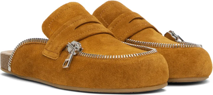 JW Anderson Tan Leather Biker Slip-on Loafers - Image 4