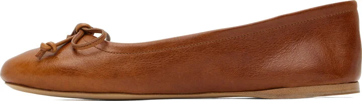 JW Anderson Tan Round-Toe Leather Ballerina Flats - Image 3