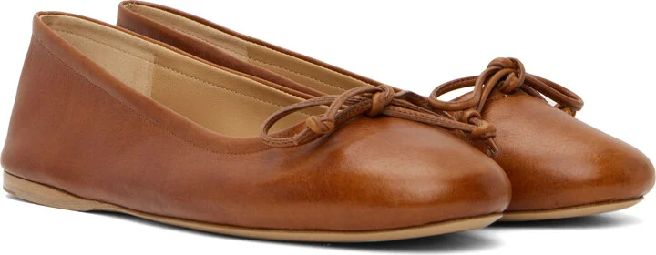 JW Anderson Tan Round-Toe Leather Ballerina Flats - Image 4