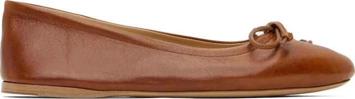 JW Anderson Tan Round-Toe Leather Ballerina Flats