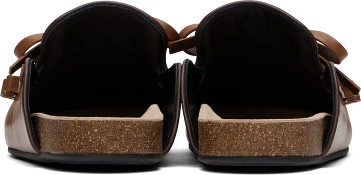 JW Anderson Tan Ruffle Loafer Leather Mules - Image 2