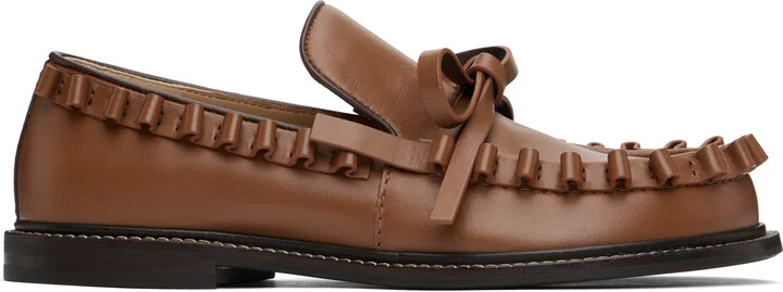 JW Anderson Tan Ruffle Loafers