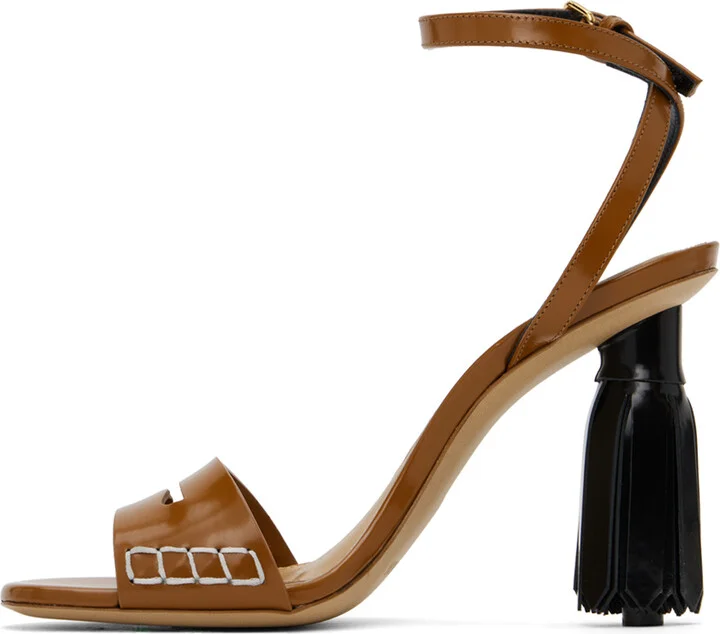 JW Anderson Tan Tassel Heeled Sandals - Image 3