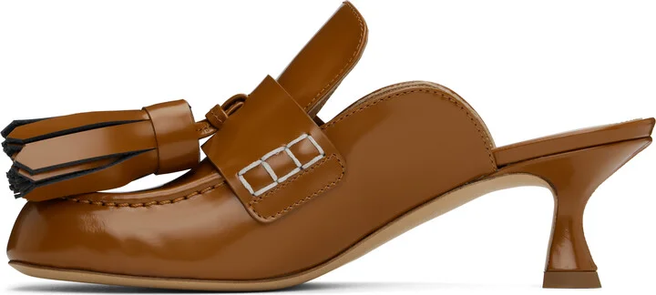 JW Anderson Tan Tassel Leather Mules - Image 3