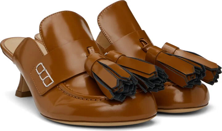 JW Anderson Tan Tassel Leather Mules - Image 4