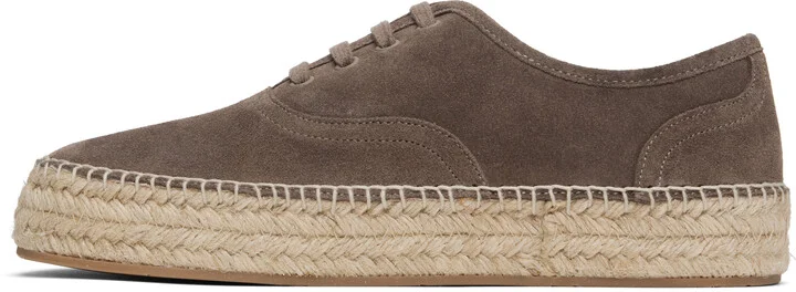 JW Anderson Taupe Suede Lace-Front Platform Espadrilles - Image 3