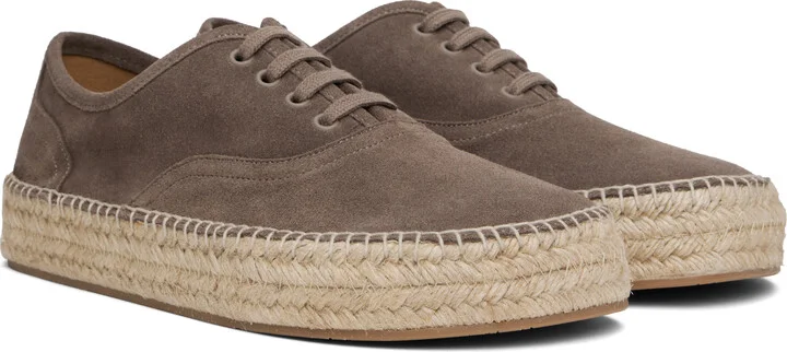 JW Anderson Taupe Suede Lace-Front Platform Espadrilles - Image 4