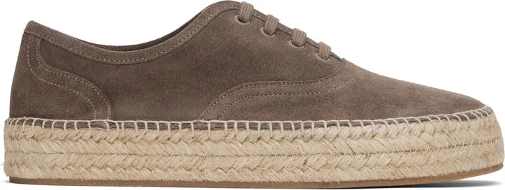 JW Anderson Taupe Suede Lace-Front Platform Espadrilles