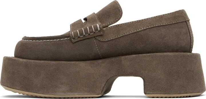 JW Anderson Taupe Suede Platform Slip-on Loafers - Image 3