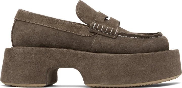 JW Anderson Taupe Suede Platform Slip-on Loafers