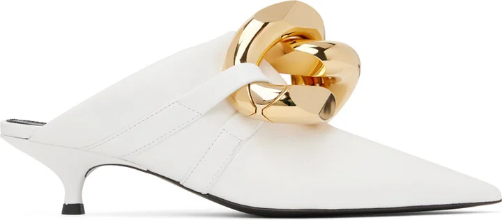 JW Anderson White Chain Kitten Mules