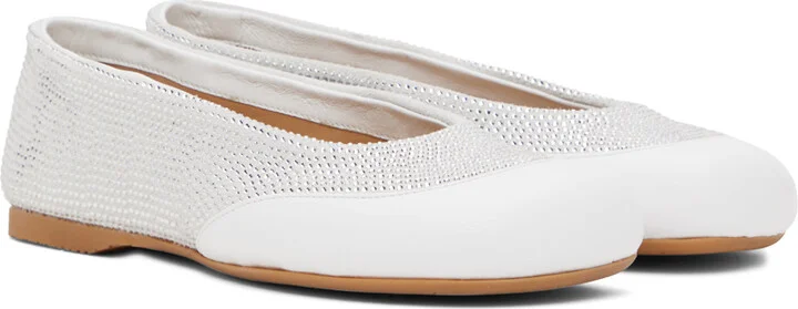 JW Anderson White Crystal Ballerina Flats - Image 4