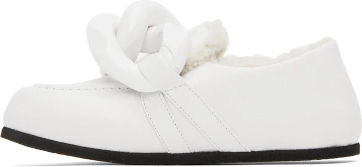 JW Anderson White Shearling Chain Loafers - Image 3