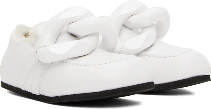 JW Anderson White Shearling Chain Loafers - Image 4
