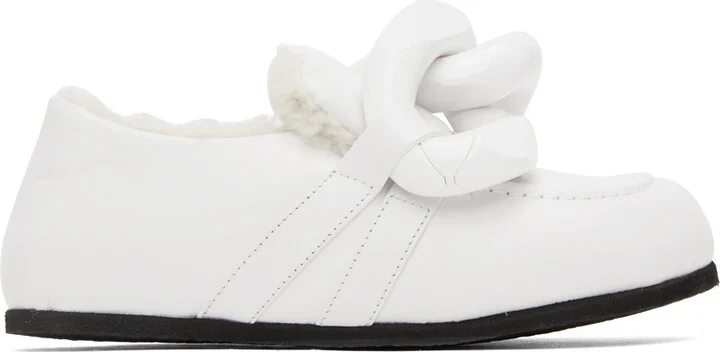 JW Anderson White Shearling Chain Loafers
