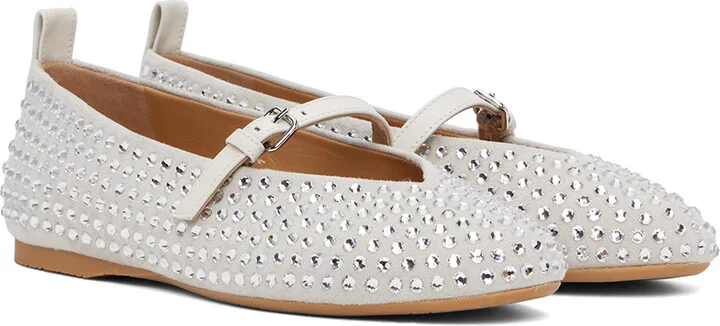 JW Anderson White Suede Mary Jane Ballerina Flats - Image 4