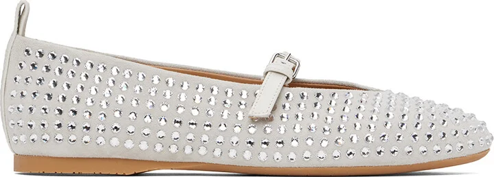 JW Anderson White Suede Mary Jane Ballerina Flats