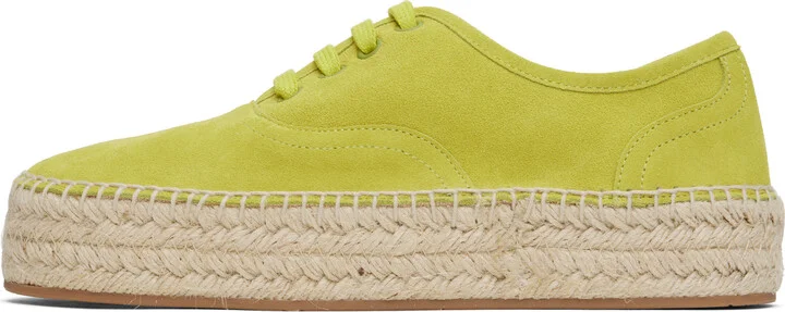 JW Anderson Yellow Suede Lace-Front Platform Espadrilles - Image 3