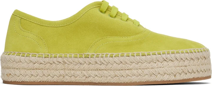 JW Anderson Yellow Suede Lace-Front Platform Espadrilles