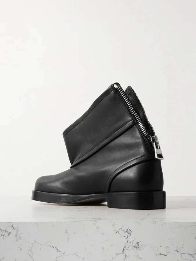 JW Anderson - Zip-detailed Leather Ankle Boots - Black - Image 3