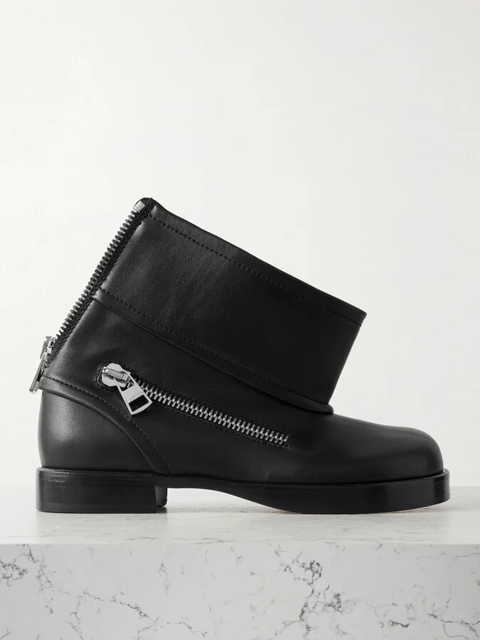 JW Anderson - Zip-detailed Leather Ankle Boots - Black