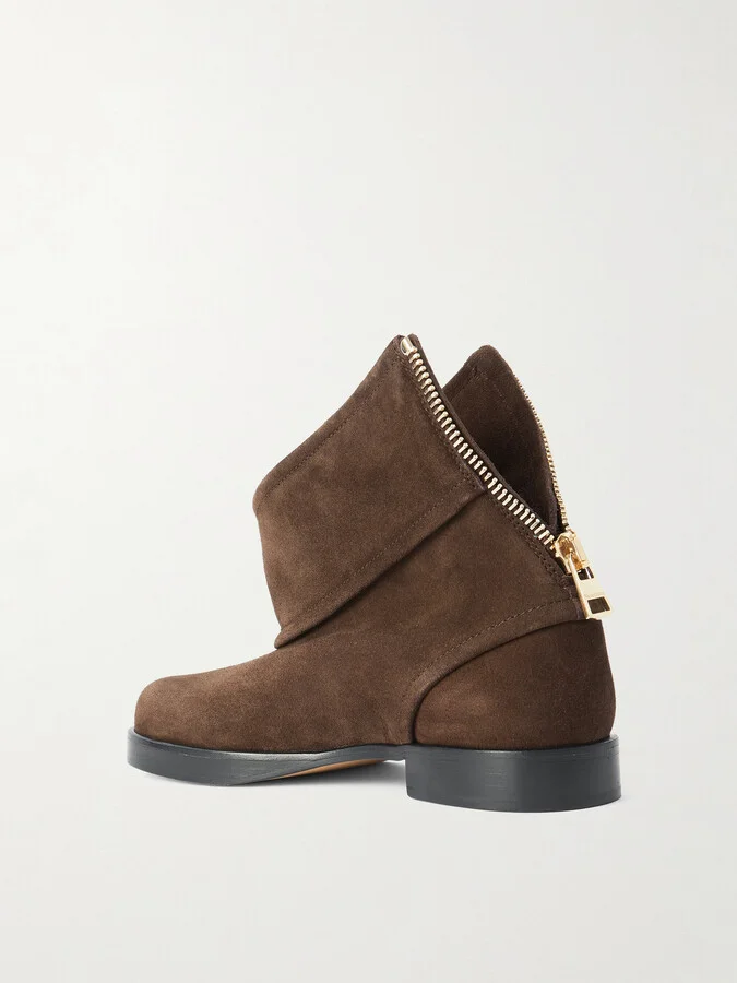 JW Anderson - Zip-detailed Suede Ankle Boots - Brown - Image 3