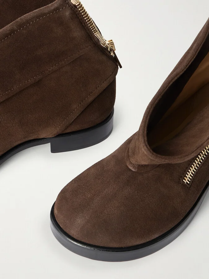 JW Anderson - Zip-detailed Suede Ankle Boots - Brown - Image 4