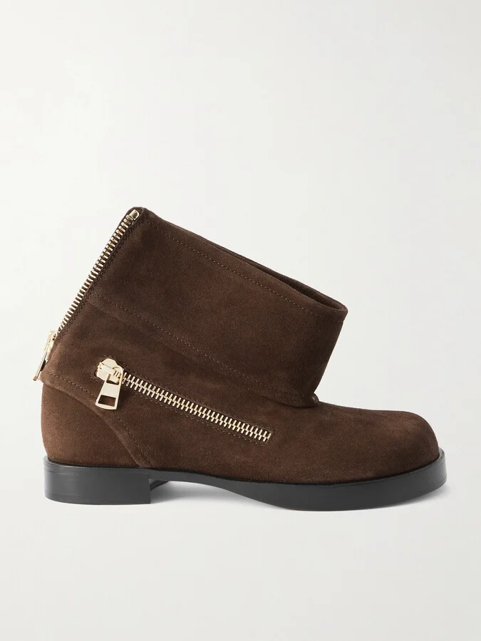 JW Anderson - Zip-detailed Suede Ankle Boots - Brown