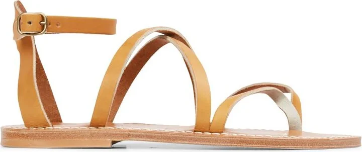 K Jacques Ladies Brown Epicure Flat Leather Sandals