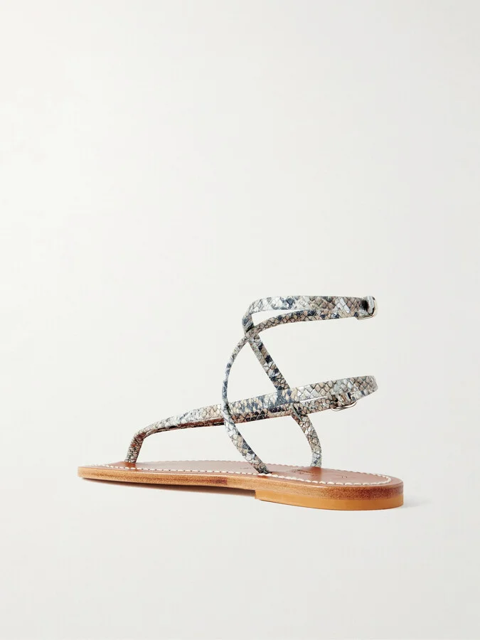 K Jacques St Tropez - Abako Snake-effect Leather Sandals - Animal print - Image 3