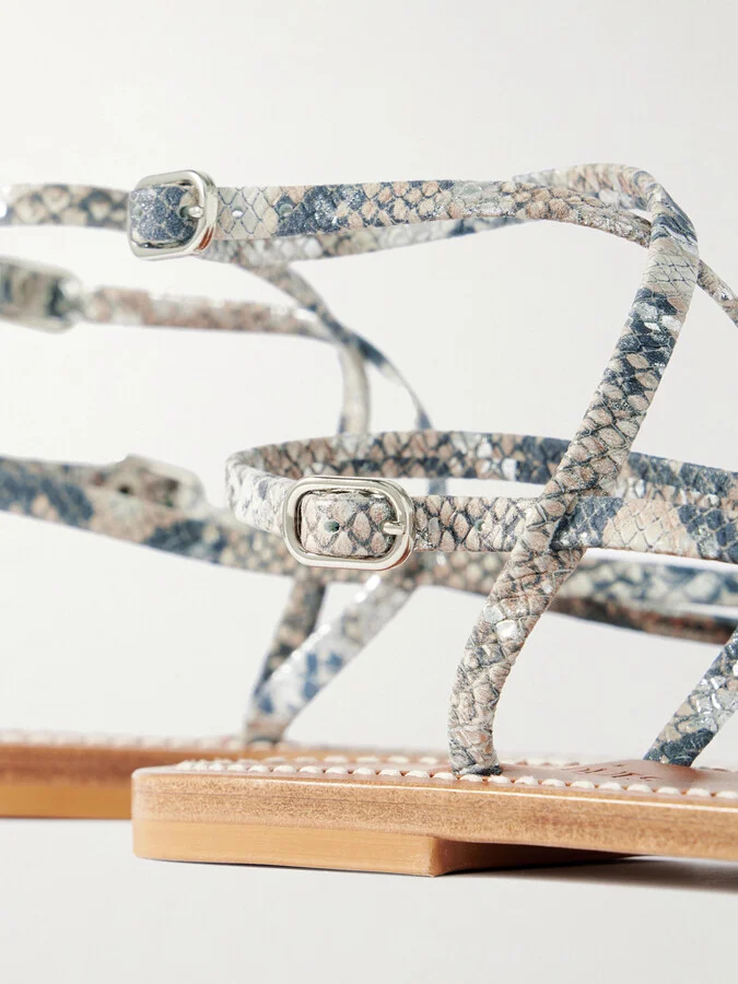 K Jacques St Tropez - Abako Snake-effect Leather Sandals - Animal print - Image 4