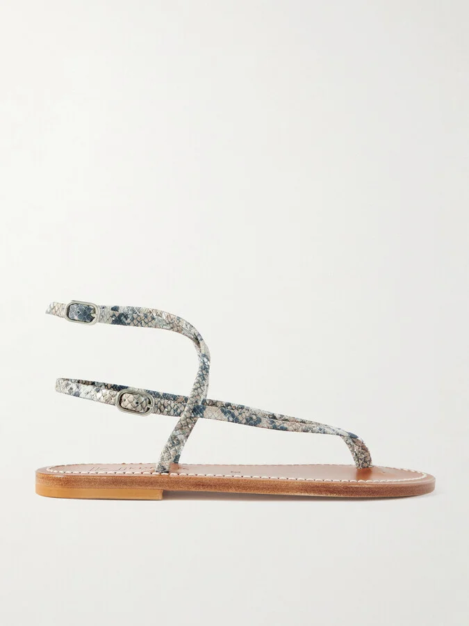 K Jacques St Tropez - Abako Snake-effect Leather Sandals - Animal print