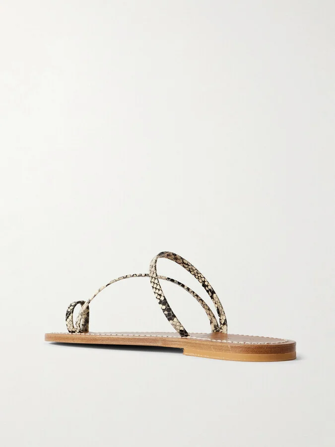 K Jacques St Tropez - Actium Snake-effect Leather Slides - Animal print - Image 3