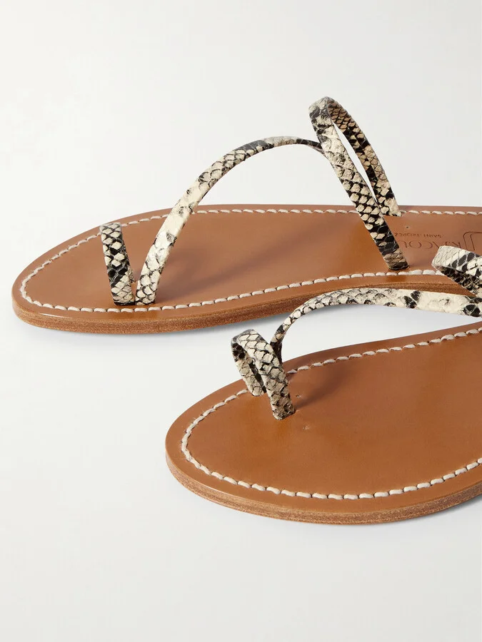 K Jacques St Tropez - Actium Snake-effect Leather Slides - Animal print - Image 4