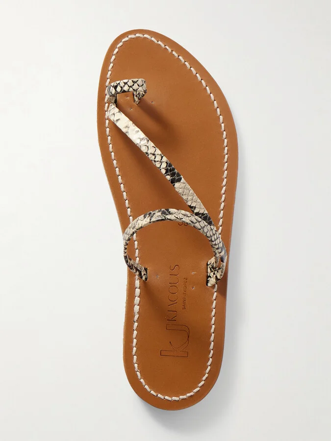 K Jacques St Tropez - Actium Snake-effect Leather Slides - Animal print - Image 5