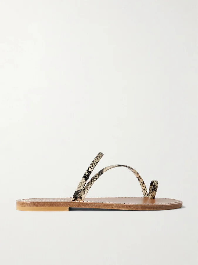 K Jacques St Tropez - Actium Snake-effect Leather Slides - Animal print